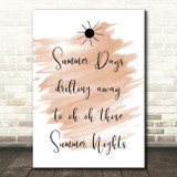 Watercolour Grease Summer Nights Song Lyric Quote Print