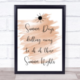 Watercolour Grease Summer Nights Song Lyric Quote Print