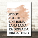 Watercolour Grease We Go Together Song Lyric Quote Print