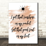 Watercolour Can't Stop The Feeling Justin Timberlake Song Lyric Quote Print
