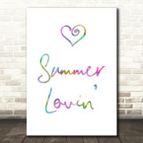 Rainbow Grease Summer Lovin' Song Lyric Quote Print