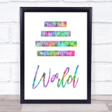Rainbow Lay Here Forget The World Chasing Cars Song Lyric Quote Print