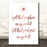 Rose Gold Can't Stop The Feeling Justin Timberlake Song Lyric Quote Print