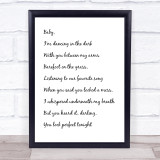 White & Black Ed Sheeran Perfect Song Lyric Quote Print