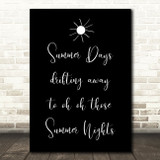 Black Grease Summer Nights Song Lyric Quote Print