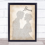 Bryan Adams Heaven Song Lyric Man Lady Bride Groom Wedding Print