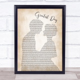 Take That Greatest Day Man Lady Bride Groom Wedding Song Lyric Print