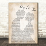 Van Morrison Days Like This Man Lady Bride Groom Wedding Song Lyric Print