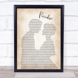 Coldplay Paradise Man Lady Bride Groom Wedding Song Lyric Print