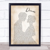 Fleetwood Mac Dreams Song Lyric Man Lady Bride Groom Wedding Print