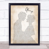 Bon Jovi Always Song Lyric Man Lady Bride Groom Wedding Print