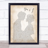 John Legend You & I Song Lyric Man Lady Bride Groom Wedding Print