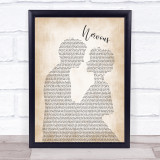 Shawn Mendes Nervous Song Lyric Man Lady Bride Groom Wedding Print