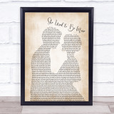 Sara Bareilles She Used to Be Mine Man Lady Bride Groom Wedding Song Lyric Quote Music Print