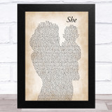 Charles Aznavour She Mother & Baby Song Lyric Music Art Print