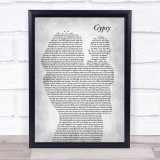 Fleetwood Mac Gypsy Mother & Baby Grey Song Lyric Print