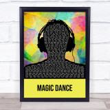 David Bowie Magic Dance Multicolour Man Headphones Song Lyric Print