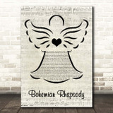 Queen Bohemian Rhapsody Music Script Angel Song Lyric Print
