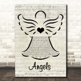 Robbie Williams Angels Music Script Angel Song Lyric Print