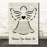 Celine Dion Because You Loved Me Music Script Angel Song Lyric Print