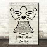Dolly Parton I Will Always Love You Music Script Angel Song Lyric Wall Art Print