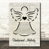 The Righteous Brothers Unchained Melody Music Script Angel Song Lyric Music Art Print