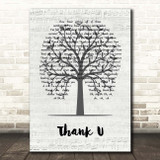 Alanis Morissette Thank U Music Script Tree Song Lyric Print
