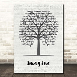 John Lennon Imagine Music Script Tree Song Lyric Print