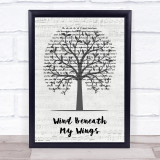 Bette Midler Wind Beneath My Wings Music Script Tree Song Lyric Print