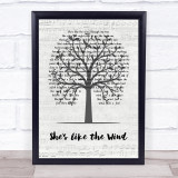 Patrick Swayze She's like the Wind Music Script Tree Song Lyric Print