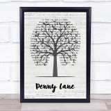 The Beatles Penny Lane Music Script Tree Song Lyric Print
