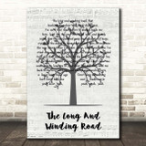 The Beatles The Long And Winding Road Music Script Tree Song Lyric Print