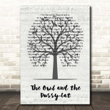 The Owl and the Pussy-Cat Music Script Tree Song Lyric Print