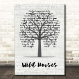 The Rolling Stones Wild Horses Music Script Tree Song Lyric Print