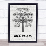 The Rolling Stones Wild Horses Music Script Tree Song Lyric Print