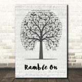 Led Zeppelin Ramble On Music Script Tree Song Lyric Wall Art Print