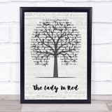 Chris De Burgh The Lady In Red Music Script Tree Song Lyric Wall Art Print
