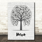 Enrique Iglesias Hero Music Script Tree Song Lyric Quote Music Print