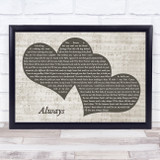 Bon Jovi Always Landscape Music Script Two Hearts Song Lyric Music Art Print