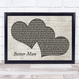 Paolo Nutini Better Man Landscape Music Script Two Hearts Song Lyric Music Art Print