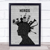 David Bowie Heroes Musical Instrument Mohawk Song Lyric Print