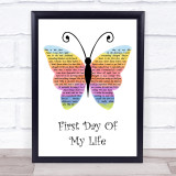 Bright Eyes First Day Of My Life Rainbow Butterfly Song Lyric Print