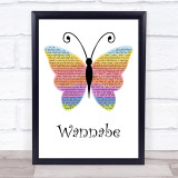 Spice Girls Wannabe Rainbow Butterfly Song Lyric Wall Art Print