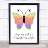 Gladys Knight Help Me Make It Through The Night Rainbow Butterfly Song Lyric Wall Art Print