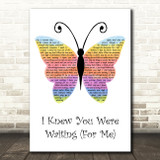 George Michael I Knew You Were Waiting (For Me) Rainbow Butterfly Song Lyric Music Art Print