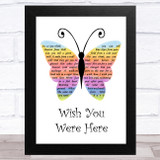 Pink Floyd Wish You Were Here Rainbow Butterfly Song Lyric Music Art Print