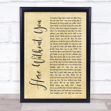 3 Doors Down Here Without You Rustic Script Song Lyric Print