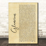 Fergie Glamorous Rustic Script Song Lyric Print