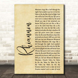 Fleetwood Mac Rhiannon Rustic Script Song Lyric Print