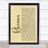 Fleetwood Mac Rhiannon Rustic Script Song Lyric Print